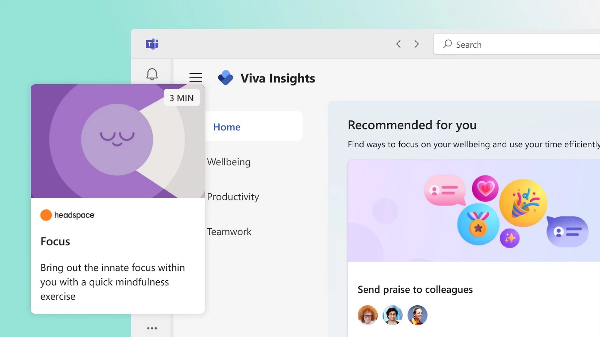 Screenshot of Headspace in Viva Insights
